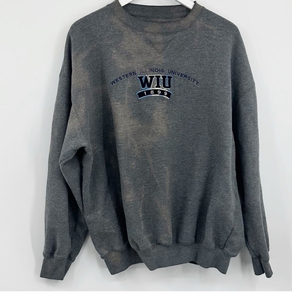Jansport Western Illinois University Custom Bleach Splatter Gray Sweatshirt